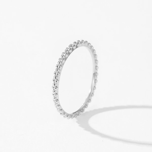 Minimalistischer S925 Sterlingsilber Perlenring mit poliertem Kugeldesign für Damen