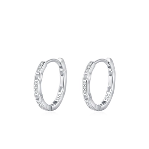 Exquisite S925 sterling silver hoop earrings with micro-set cubic zirconia stones