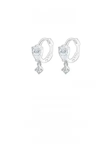 Detailed shot of S925 sterling silver hoop earrings with pear-cut zircon pendants