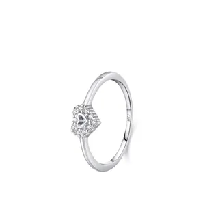 925 Sterling Silver Hollow Heart Ring For Women Elegant Zirconia Inlaid Romantic Fashion Ins Style Commuter Index Finger Ring