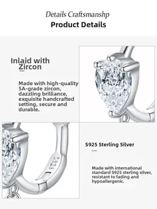 Detailed view of S925 sterling silver stamp and 5A zircon prong setting on earrings