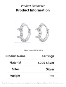 Detail view of S925 sterling silver star earrings with 1.3cm height dimensions