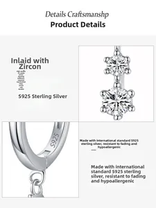 Detailed macro view showing the S925 sterling silver stamp and high-grade 5A cubic zirconia