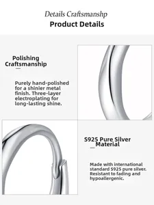 Detail view of S925 sterling silver ring showing hand-polished and electroplated mirror finish
