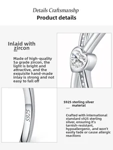 Détail montrant le poinçon argent S925 et le sertissage de la zircone 5A