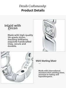 Macro detail showing S925 sterling silver hallmark and 5A cubic zirconia stones inlay