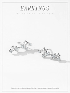 Détails des boucles d'oreilles Grande Ourse en argent S925 avec zircons scintillants