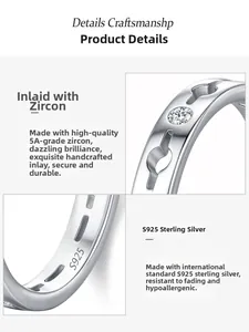 Close-up of S925 sterling silver hallmark and high-quality 5A cubic zirconia stones