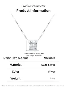 Macro shot of S925 silver cylinder pendant necklace with detailed zircon inlay and sizing