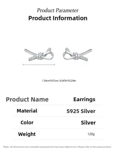 Detail view of S925 silver bow stud earrings with dimensions 1.39cm by 0.57cm and cubic zirconia