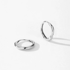 S925 sterling silver minimalist twisted hoop earrings with a high-polished finish