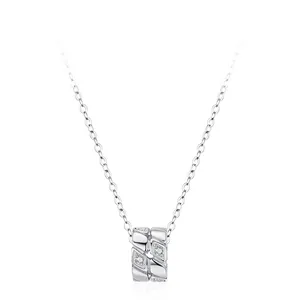 S925 Sterling Silver Zirconia Ice Cube Pendant Necklace Geometric Rhombus Fashionable Personality Clavicle Chain Jewelry For Women