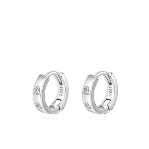 Boucles d'Oreilles Créoles en Argent Sterling 925 avec Zirconia pour Femmes Design Géométrique Accessoire de Mode Bijoux