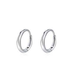 Minimalist S925 sterling silver hoop earrings with a sleek streamlined polished design