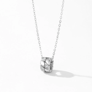 Elegant S925 sterling silver ice cube slider pendant necklace with shimmering zircons