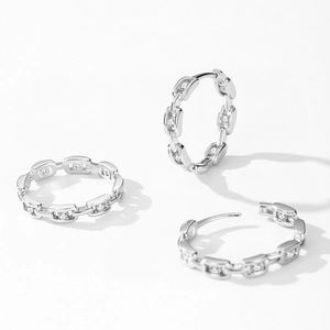 Schmuckset aus S925 Sterlingsilber mit Gliederkette und glitzernden Zirkonia Kristallen