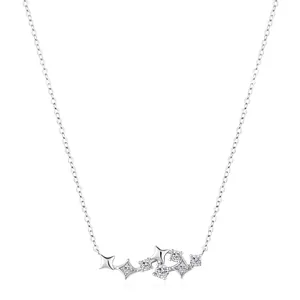 Fashion 925 Sterling Silver Star Pendant Necklace For Women Elegant Light Luxury Zirconia Inlaid Smile Star Choker Jewelry