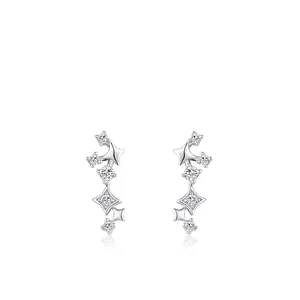 Boucles d'Oreilles Clous Étoiles Grande Ourse en Argent Sterling S925 pour Femme Zirconia Brillant Boucles d'Oreilles Longues Mode Bijoux