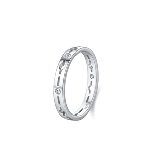 Elegant S925 sterling silver hollow clover ring featuring sparkling pavé zircon stones