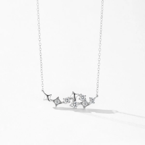 925 Sterling Silver necklace featuring star-shaped pendants with sparkling zirconia stones