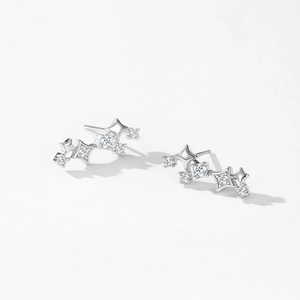 Boucles d'oreilles S925 argent avec constellation de la Grande Ourse et zirconiums
