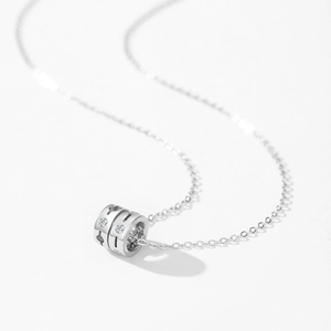 Elegant 925 sterling silver cylinder pendant necklace with sparkling cubic zirconia inlay