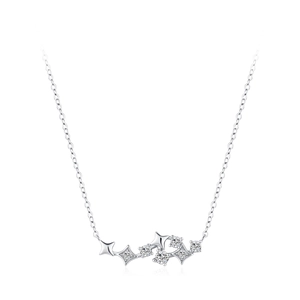 925 Sterling Silver Star Necklace with Shimmering Zirconia Stones for Women