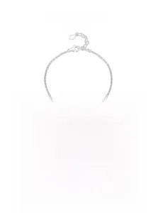 Detailed macro view of S925 sterling silver chain with a minimalist square zircon charm