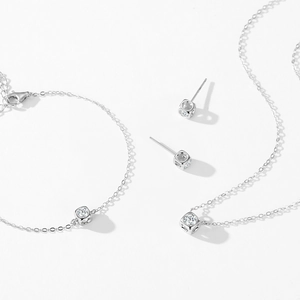 S925 sterling silver geometric cube jewelry set with sparkling cubic zirconia stones