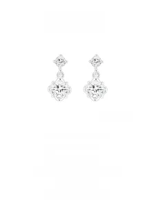 Close-up of 925 sterling silver flower stud earrings with brilliant zircon stones