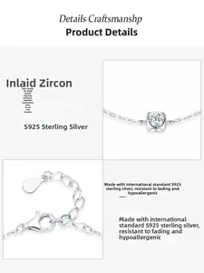 Detail view of S925 sterling silver chain with lobster clasp and 5A zircon stone inlay