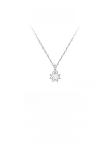 Detail of 925 silver sunflower pendant featuring pink zircon and micro-set star accents