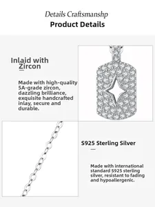 Détail macro du pendentif étoile en argent 925 avec zircons de qualité 5A