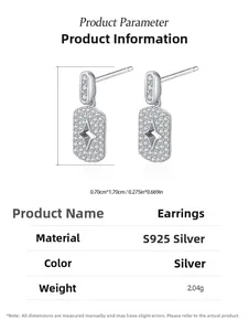 Details für 925er Sterlingsilber Stern-Ohrringe, 2,04g Gewicht und Maße 0,7x1,7cm im Überblick