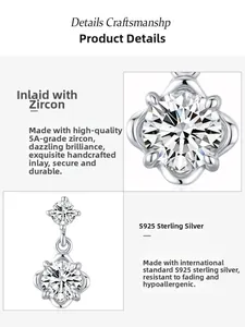 Macro detail of 925 sterling silver twin flower stud with 5A grade cubic zirconia