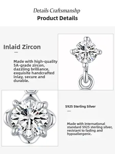 Macro detail of S925 sterling silver flower jewelry set with 5A zircon hand-inlay
