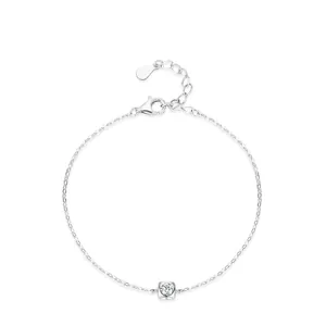 925 Sterling Silver Geometric Square Bracelet For Women Minimalist Design Zirconia Inlaid Adjustable Fine Chain Link Jewelry