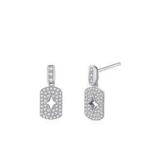 925 Sterlingsilber Stern Rechteckige Ohrstecker Zirkonia Eingelegt Leichter Luxus Minimalistische Sternenschliff Ohrringe Für Damen