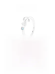 Detail view of S925 sterling silver ring showing the inner S925 stamp and blue gemstone