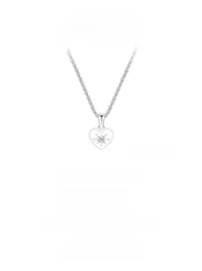 Detailed macro view of S925 sterling silver heart pendant with starburst and zircon center