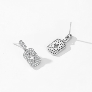 925 Sterling Silber Stern Rechteck Ohrstecker mit Cubic Zirkonia Pavé Fassung