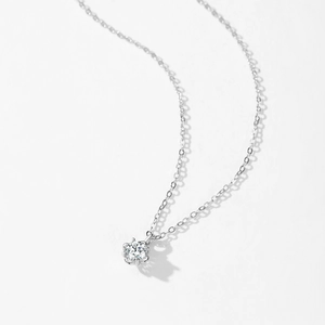 Elegant S925 silver necklace featuring a sparkling round solitaire pendant in claw setting