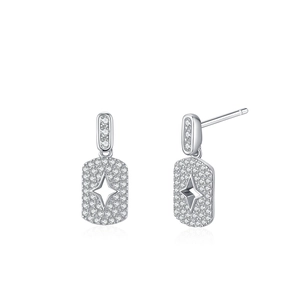 925 Sterling Silber Stern Anhänger Ohrstecker mit funkelnder Zirkon-Mikropflasterung