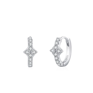 Boucles d'oreilles Huggie en argent S925 avec motif étoile en zircon brillant