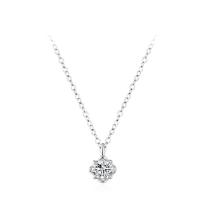 Classic S925 sterling silver flower pendant necklace with brilliant round cut cubic zirconia