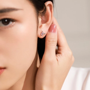 Elegant 925 sterling silver swallow bird stud earrings with a purple zircon gemstone