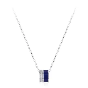 925 Sterling Silver Waist Shaped Luck Bead Pendant Necklace For Women Blue Enamel Inlaid Zirconia Elegant Minimalist Clavicle Chain Jewelry Gift