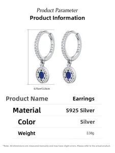 Macro view showing 925 sterling silver star charms with deep blue enamel and cubic zirconia