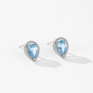 S925 zilveren druppeloorbellen met blauwe zirkoon en vintage omlijsting voor dames