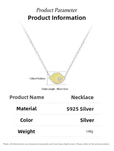 Detail of 925 sterling silver lemon pendant with yellow enamel dimensions and sizing